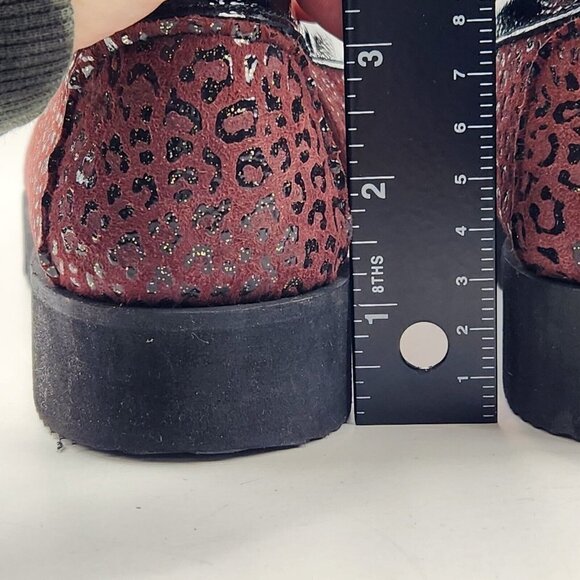 Di Chenzo Platform Loafer Womens 9.5/10 Ocelot Burgundy Leather Italian Leopard - Picture 10 of 13